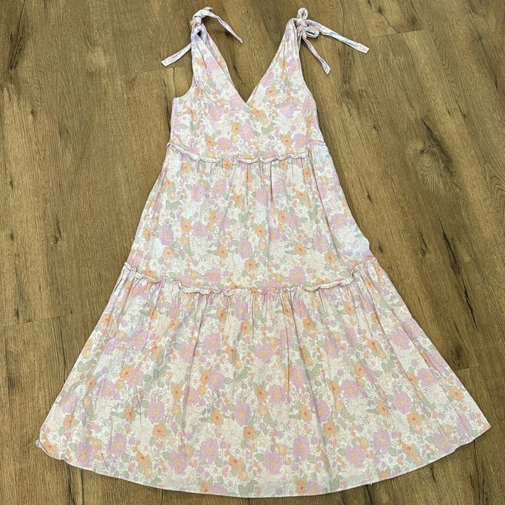 Petal & Pup Pink Floral Midi Dress Cottagecore Garden Party Size 4